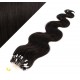 24" (60cm) Micro ring human hair extensions wavy - natural black