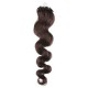 24" (60cm) Micro ring human hair extensions wavy - dark brown
