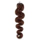 24" (60cm) Micro ring human hair extensions wavy - medium brown