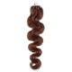 24" (60cm) Micro ring human hair extensions wavy - medium light brown