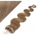 24" (60cm) Micro ring human hair extensions wavy - light brown