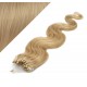 24" (60cm) Micro ring human hair extensions wavy - natural blonde