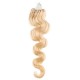 24" (60cm) Micro ring human hair extensions wavy - the lightest blonde