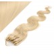 24" (60cm) Micro ring human hair extensions wavy - the lightest blonde