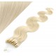 24" (60cm) Micro ring human hair extensions wavy - platinum blonde