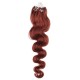 24" (60cm) Micro ring human hair extensions wavy - copper red