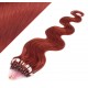 24" (60cm) Micro ring human hair extensions wavy - copper red