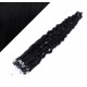 24" (60cm) Micro ring human hair extensions curly - black