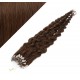 24" (60cm) Micro ring human hair extensions curly - medium brown
