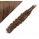 24" (60cm) Micro ring human hair extensions curly - medium light brown