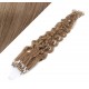 24" (60cm) Micro ring human hair extensions curly - light brown