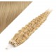 24" (60cm) Micro ring human hair extensions curly - natural blonde