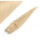 24" (60cm) Micro ring human hair extensions curly - the lightest blonde