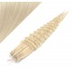 24" (60cm) Micro ring human hair extensions curly - platinum blonde