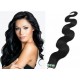 20˝ (50cm) Tape Hair / Tape IN human REMY hair wavy - black