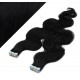 20" (50cm) Tape Hair / Tape IN human REMY hair wavy - black