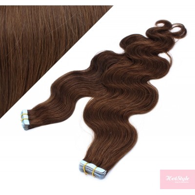 20" (50cm) Tape Hair / Tape IN human REMY hair wavy - medium brown