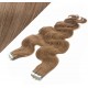 20" (50cm) Tape Hair / Tape IN human REMY hair wavy - light brown