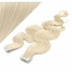 20" (50cm) Tape Hair / Tape IN human REMY hair wavy - platinum blonde