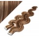 20" (50cm) Tape Hair / Tape IN human REMY hair wavy - dark brown / blonde