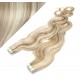 20" (50cm) Tape Hair / Tape IN human REMY hair wavy - platinum / light brown