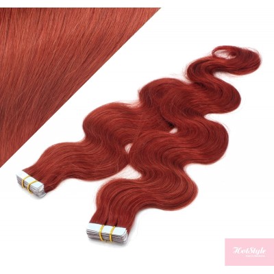20" (50cm) Tape Hair / Tape IN human REMY hair wavy - copper red