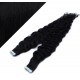 20" (50cm) Tape Hair / Tape IN human REMY hair curly - black