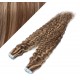 20" (50cm) Tape Hair / Tape IN human REMY hair curly - dark brown / blonde