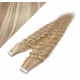 20" (50cm) Tape Hair / Tape IN human REMY hair curly - mixed blonde