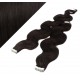 24" (60cm) Tape Hair / Tape IN human REMY hair wavy - natural black