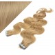 24" (60cm) Tape Hair / Tape IN human REMY hair wavy - natural blonde