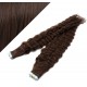 24" (60cm) Tape Hair / Tape IN human REMY hair curly - dark brown
