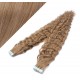 24" (60cm) Tape Hair / Tape IN human REMY hair curly - light brown