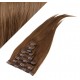 15" (40cm) Clip in human REMY hair 100g - medium brown