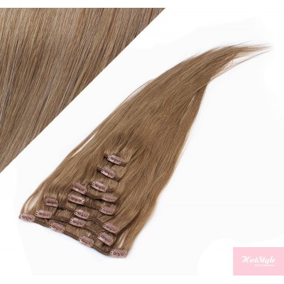 15" (40cm) Clip in human REMY hair 100g - light brown