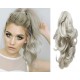 Clip in ponytail wrap / braid hair extension 24" wavy - silver