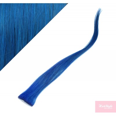 20" (50cm) clip in human hair streak - blue