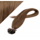 16" (40cm) Nail tip / U tip human hair pre bonded extensions - medium light brown
