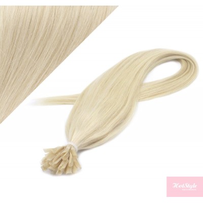 16" (40cm) Nail tip / U tip human hair pre bonded extensions - platinum blonde