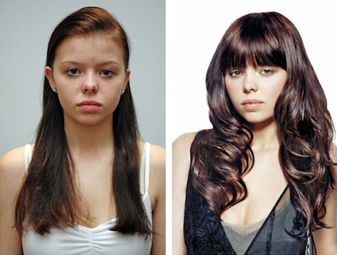 Před a po prodloužení vlasů
