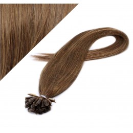 24" (60cm) Nail tip / U tip human hair pre bonded extensions - medium light brown