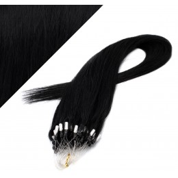 24" (60cm) Micro ring human hair extensions - black