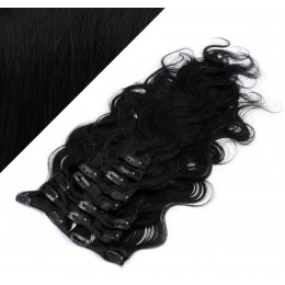 20" (50cm) Clip in wavy human REMY hair - black