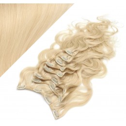 20" (50cm) Clip in wavy human REMY hair - the lightest blonde