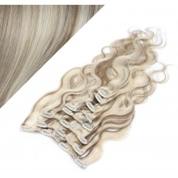 20" (50cm) Clip in wavy human REMY hair - platinum/light brown