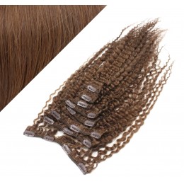 20" (50cm) Clip in curly human REMY hair - medium brown