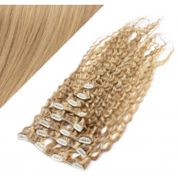 20" (50cm) Clip in curly human REMY hair - light blonde / natural blonde