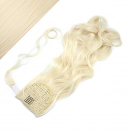 Clip in ponytail wrap / braid hair extension 24" wavy - platinum blonde