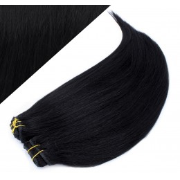 15" (40cm) Deluxe clip in human REMY hair - black