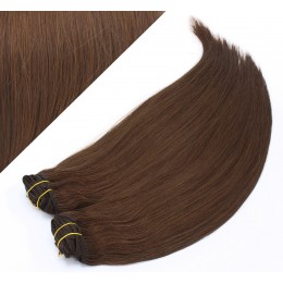 28" (70cm) Deluxe clip in human REMY hair - medium brown